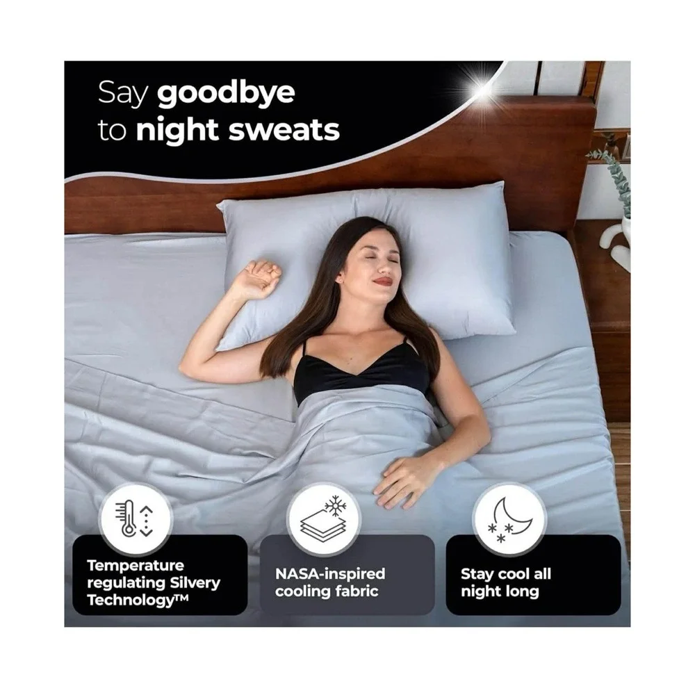 Silver Infused Bed Sheets Set - Award-Winning Self-Cooling Fabric with Self-C...